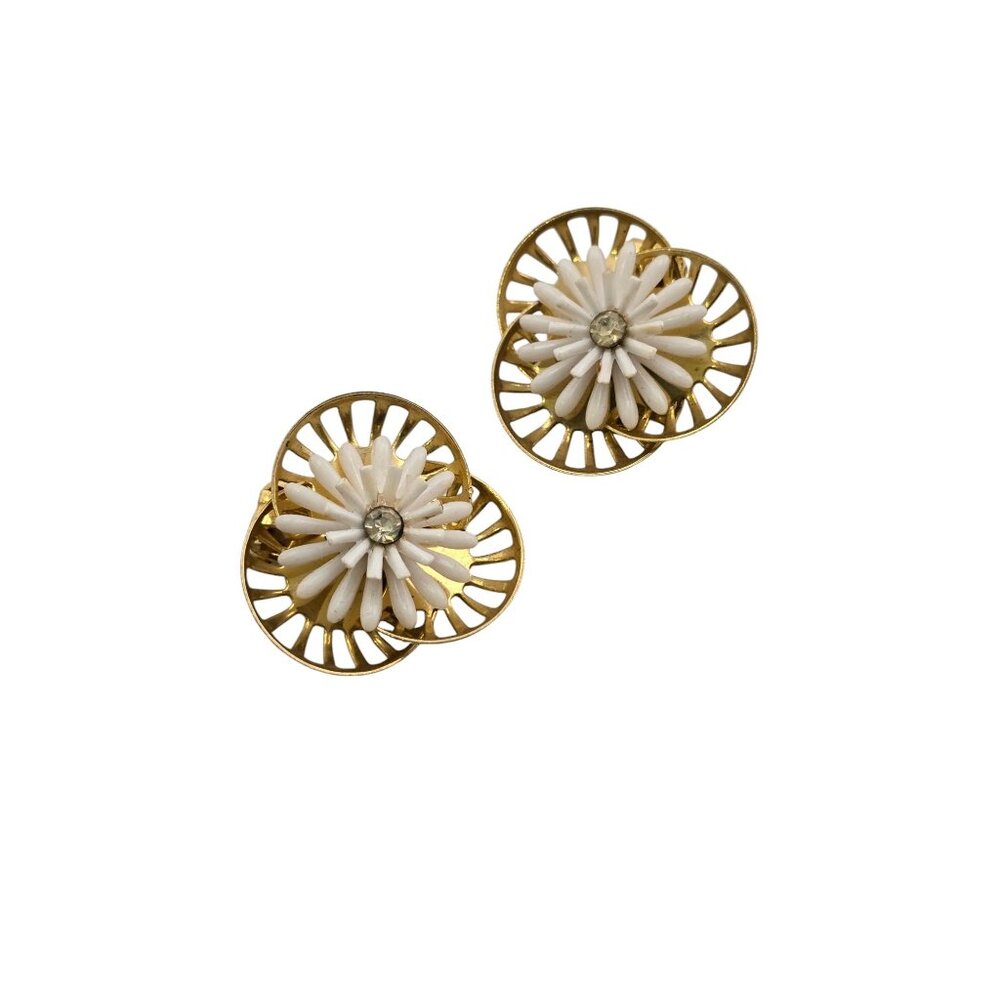 Vintage Plastic Layered Flower Earrings (A8009)